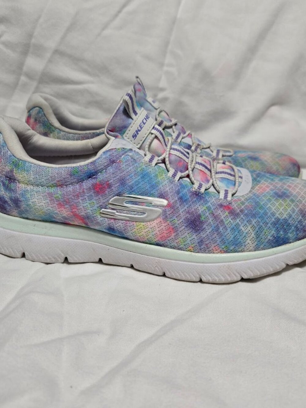 Skechers Summits Multi Watercolor Tie Dye Slip On Bungee Sneakers 8.5